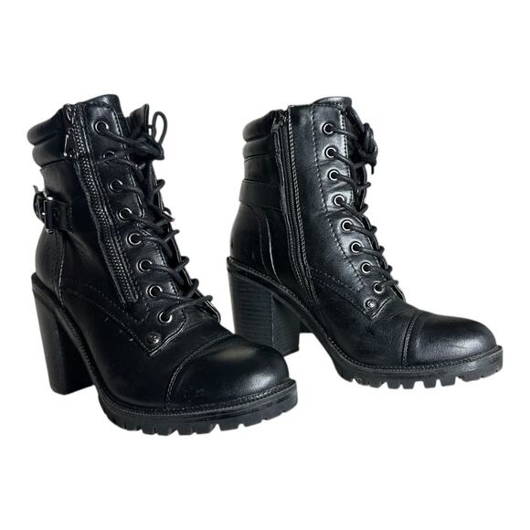 GBG Los Angeles Jaydyn Black 3.5” heeled combat ankle boots womens size 7.5 - Picture 10 of 11
